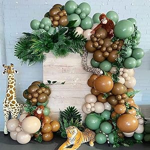 Safari Balloon Garland Baby Shower Arch Kit Sage Green Wild One Double Layer And Dark Brown Jungl... | Amazon (US)