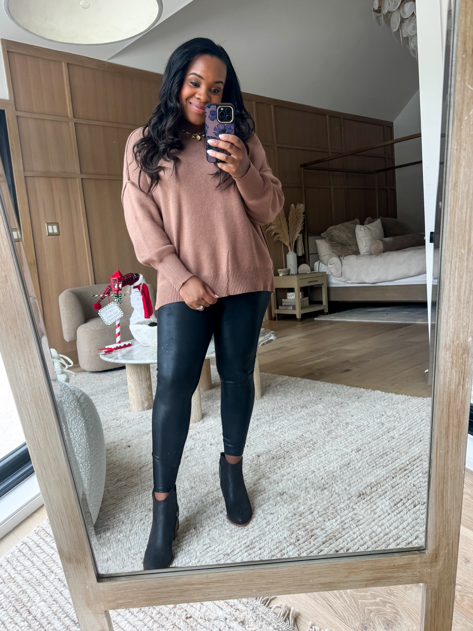 Amazon sweater on a Black Friday deal $28. And $44 spanx faux leather leggings with code extra10. $20 booties!

#LTKCyberWeek #LTKMidsize #LTKSaleAlert