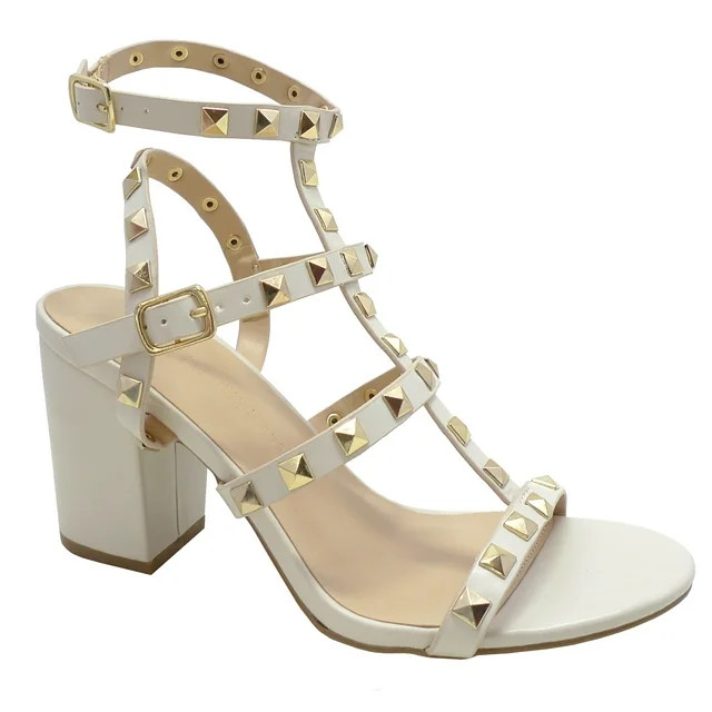 Wild Diva brand Susie20 Women's Peep Toe Studded Strappy High Heel Leather Pumps Stilettos Sandal... | Walmart (US)