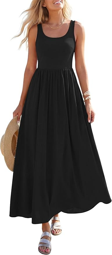 PRETTYGARDEN Womens Summer Casual Scoop Neck Sleeveless Long Dresses Tank Top Patchwork Aline Swi... | Amazon (US)