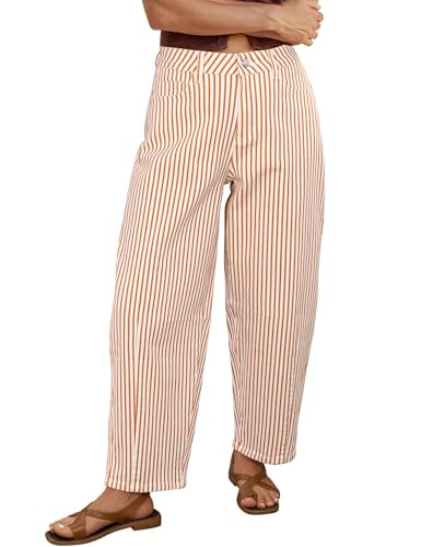 luvamia Barrel Jeans for Women Trendy Baggy Wide Leg Striped High Waisted Cropped Casual Pinstrip... | Amazon (US)