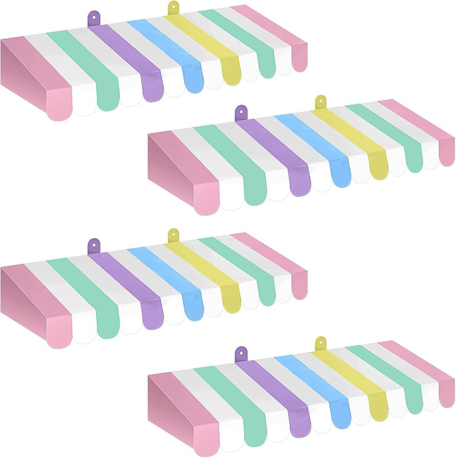 Boao 4 Pack Pastel Circus Awning Decoration Macaron 3D Stripe Cardboard Awning Pastel Wall Decor ... | Amazon (US)