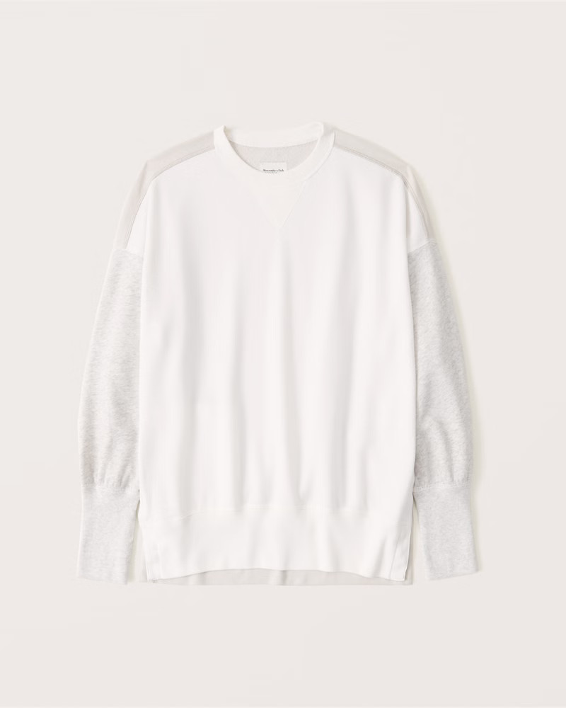 Split-Hem Tunic Colorblock Crew Sweatshirt | Abercrombie & Fitch (US)