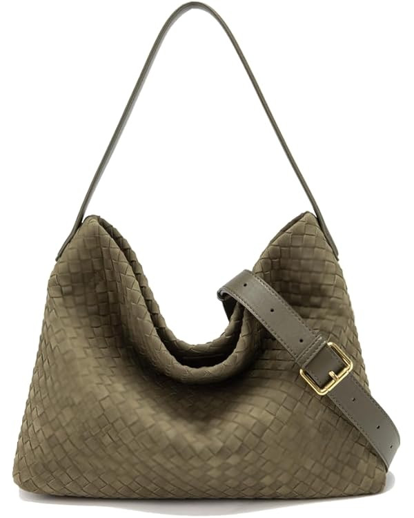 Woven Suede Shoulder Bag For Women Purses and Handbags Ladies Hobo Bags For Work Travel | Amazon (US)