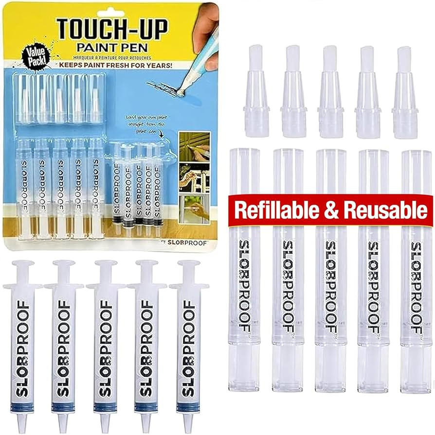 Slobproof Refillable Touch-Up Paint Pen, Pack of 5 - Precision Brush Tip | Amazon (US)