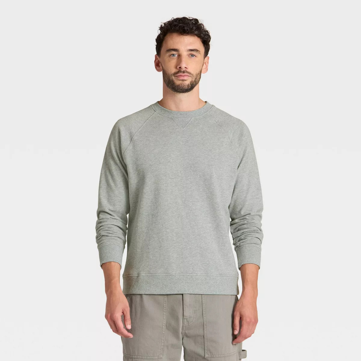 Men's Vintage French Terry Crewneck Sweatshirt - Goodfellow & Co™ Heathered Gray L | Target