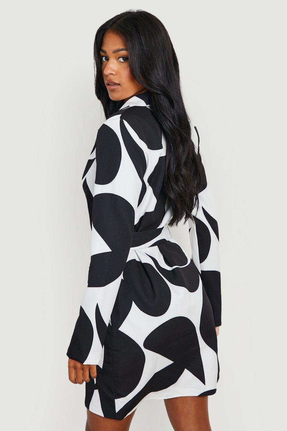 Tall Mono Print Blazer Dress | Boohoo.com (UK & IE)