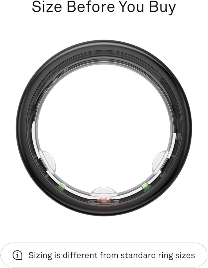 Oura Ring Gen3 Horizon - Black - Size 8 - Smart Ring - Size First with Oura Ring Gen3 Sizing Kit ... | Amazon (US)