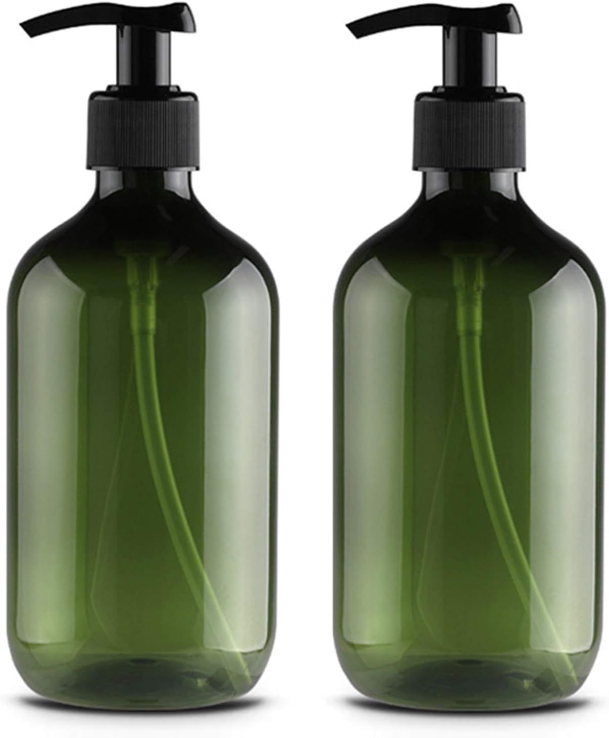 16oz Plastic Bottles with Pump, 2 Pack Liquid Soap Pump Bottles - Dark Green, Refillable Bottle f... | Amazon (US)