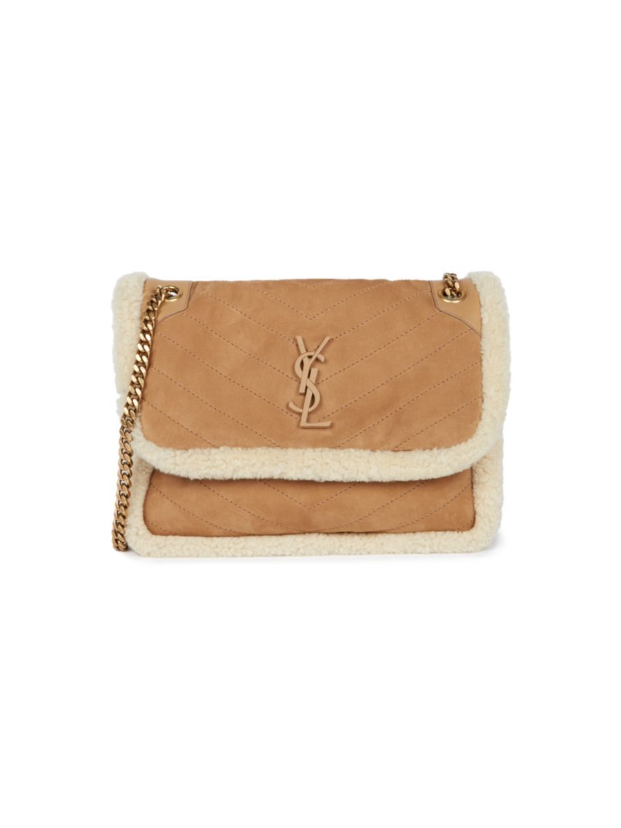 Saint Laurent Medium Niki Shearling-Trimmed Leather Shoulder Bag | Saks Fifth Avenue
