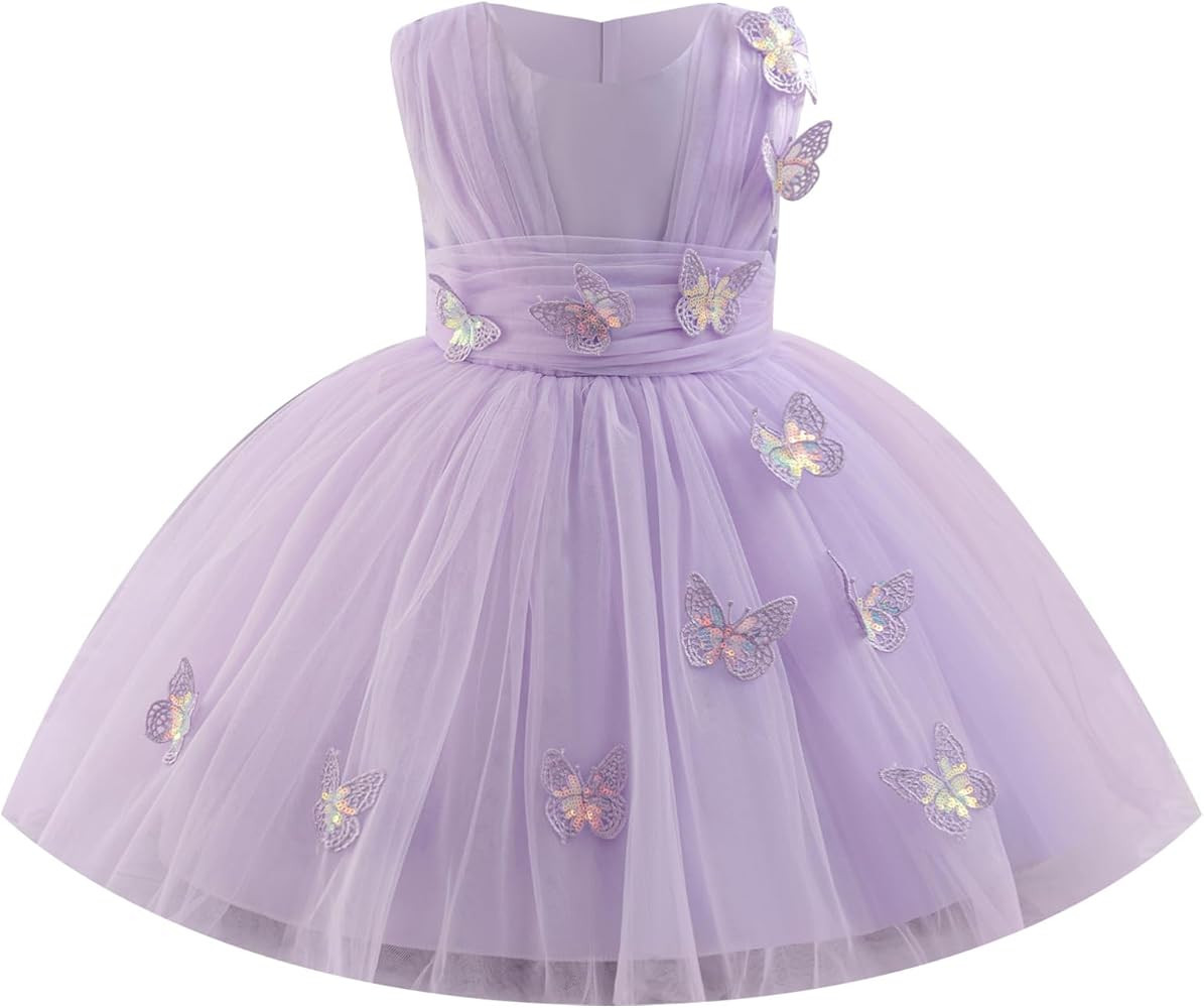 Baby Butterfly Tulle Dress Toddler Flower Girl Formal Wedding 1st Birthday Outfits Kids Pageant T... | Amazon (US)