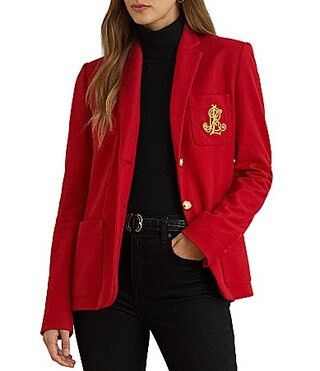 Lauren Ralph Lauren Bullion Patch Two Button Jacquard Blazer - S | Dillard's