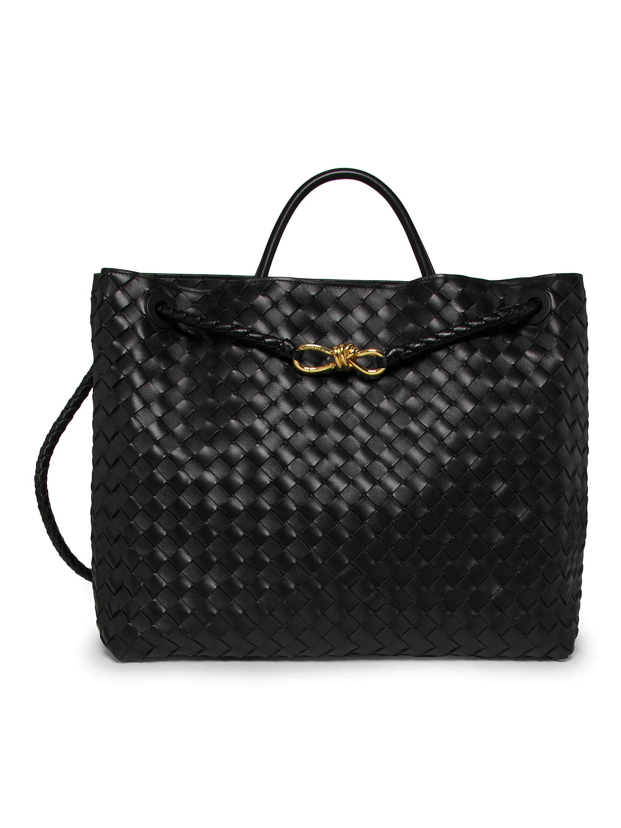 Large Andiamo Intrecciato Leather Top-Handle Bag | Saks Fifth Avenue