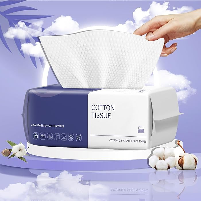 100 Count Ultra Thick Disposable face Facial Wash Cloth for Sensitive, Lint- free Facial Tissue, ... | Amazon (US)