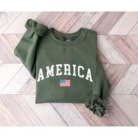 America Shirt, 4Th Of July Sweatshirt, USA Retro American Sweater, Crewneck Hoodie | Etsy (US)