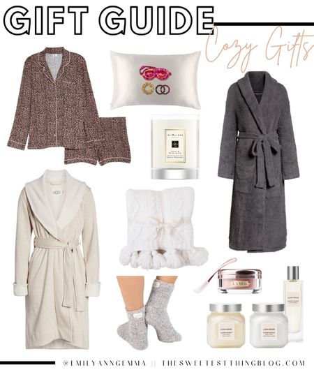 Cozy Gift Ideas, Cozy Robe, Cozy Socks, Holiday GIfts, Christmas Gifts, Gift Ideas for her, Candle, Bath set, Bubble Bath, Cozy blanket, throw blanket, Ugg Robe, Barefoot Dreams Blanket, Slip Silk Mask, Holiday Pajamas, Jo Malone Candle, Emily Ann Gemma 


#LTKGiftGuide #LTKHoliday #LTKSeasonal