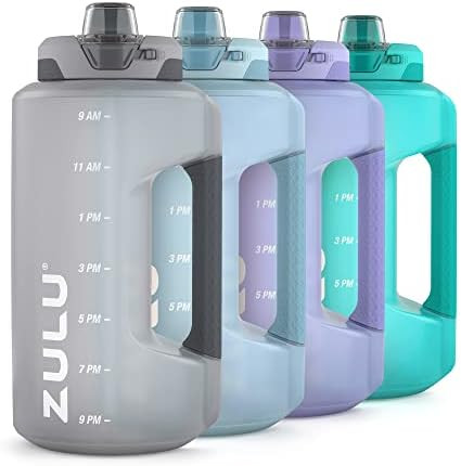 Zulu Goals Large Half Gallon Jug Water Bottle with Motivational Time Marker, Covered Straw Spout ... | Amazon (US)