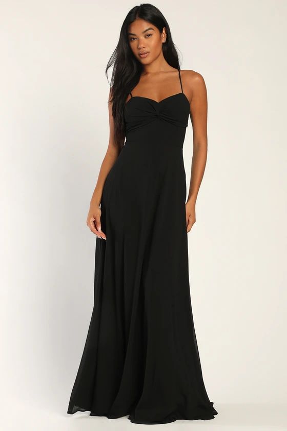 Modern Radiance Black Twist-Front A-Line Maxi Dress | Lulus (US)