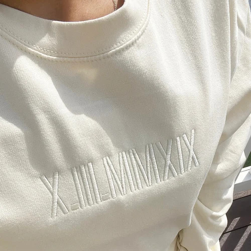 Cream Embroidered Anniversary Date Crewneck Sweatshirt Roman - Etsy | Etsy (US)