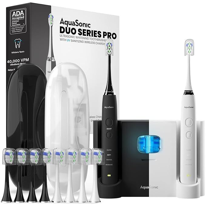 AquaSonic DUO PRO – Ultra Whitening 40,000 VPM Electric Smart ToothBrushes – ADA Accepted - 4... | Amazon (US)