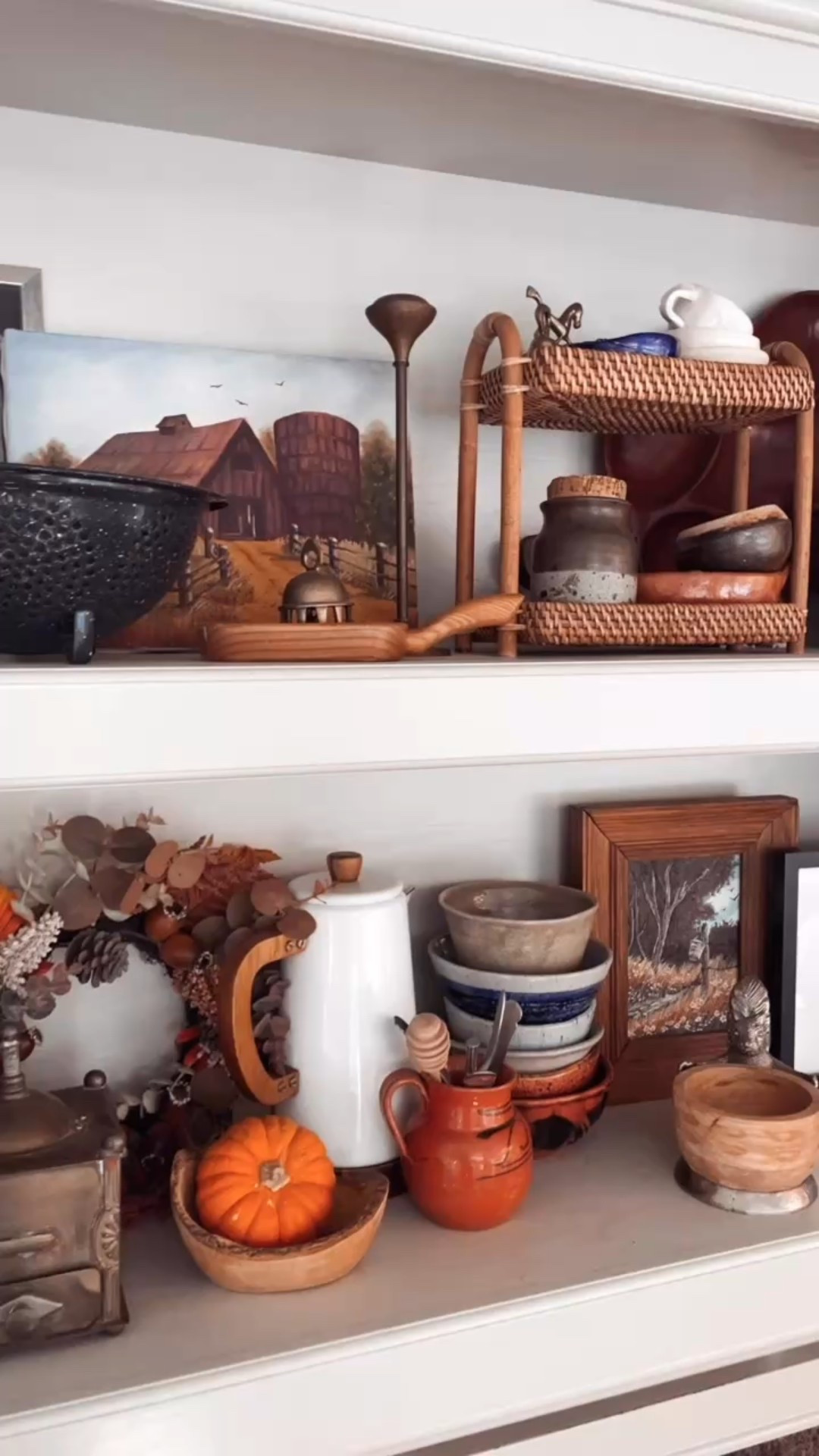 Loving this little two tiered shelf as shelf decor in my kitchen. 

Found in the bathroom aisle at Target but so many ways you could use it! 

These two kitchen shelves are one place in my home that I embrace maximalism! 🙌🏻

#organization #shelfdecor #vintage #fall #home #decor 

#LTKStyleTip #LTKHome #LTKFindsUnder50
