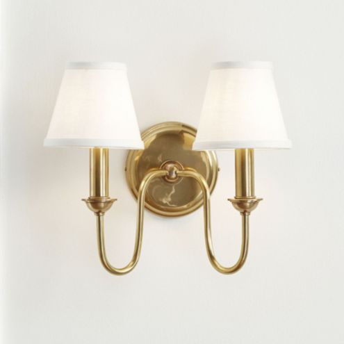 Hazel Double Sconce Lights with Linen Lamp Shade | Ballard Designs, Inc.