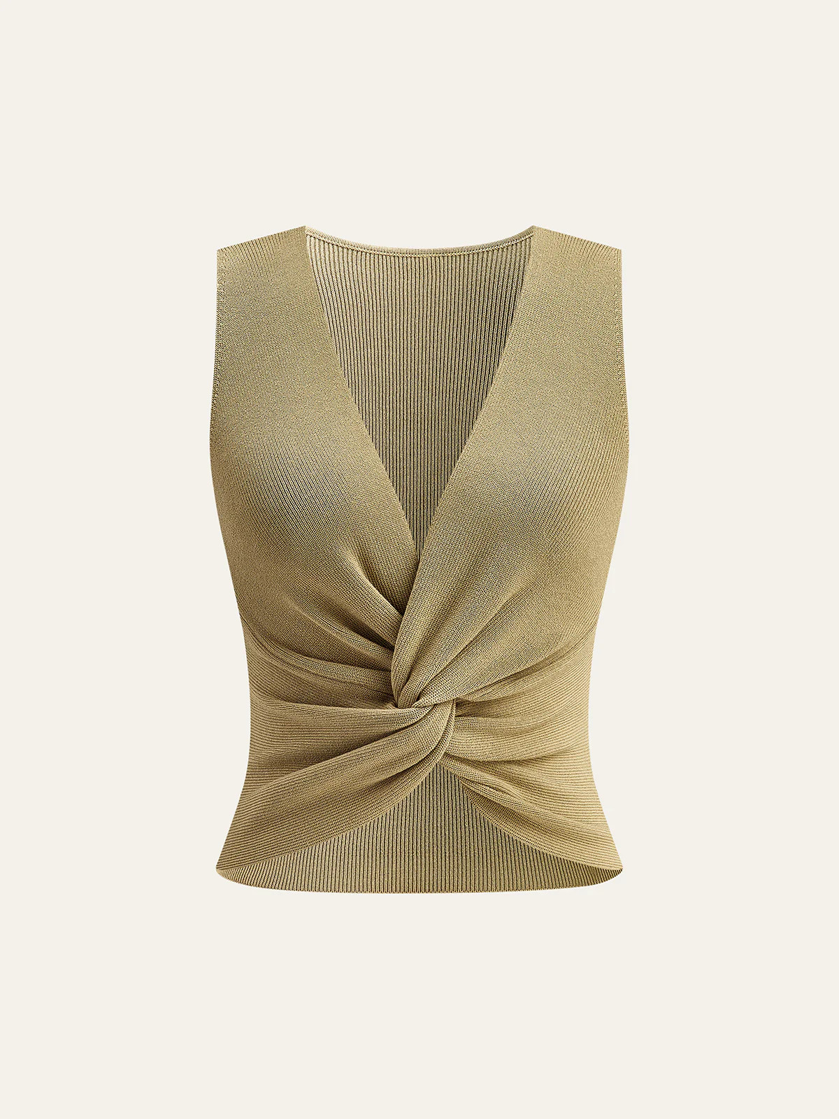 Knit Twist-Front Tank Top | Commense