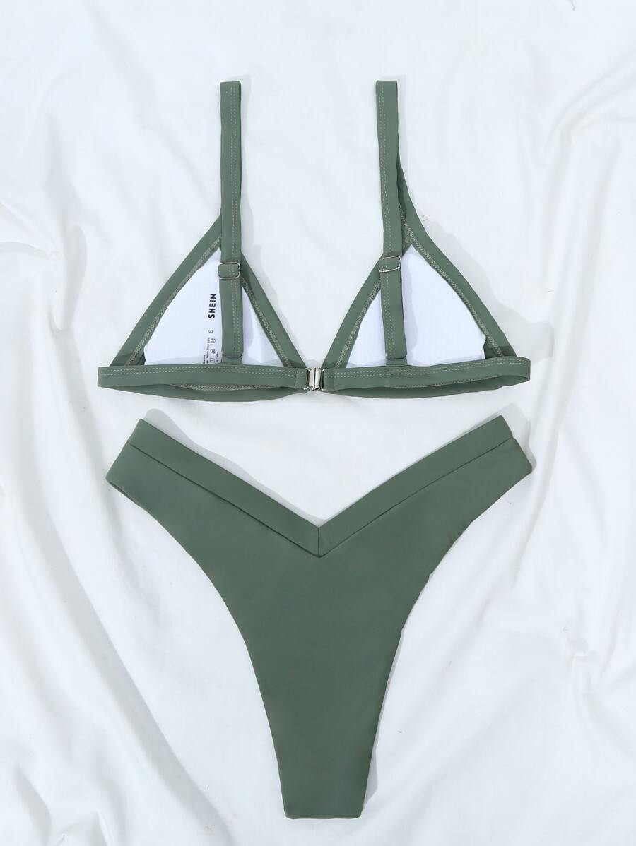 Solid Triangle Bikini Swimsuit | SHEIN