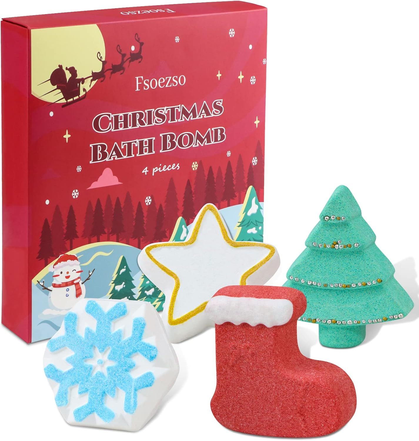 Stocking Stuffers - Bath Bombs 4 Packs Bubble Bath Bombs Christmas Tree , Christmas Gifts for Wom... | Amazon (US)