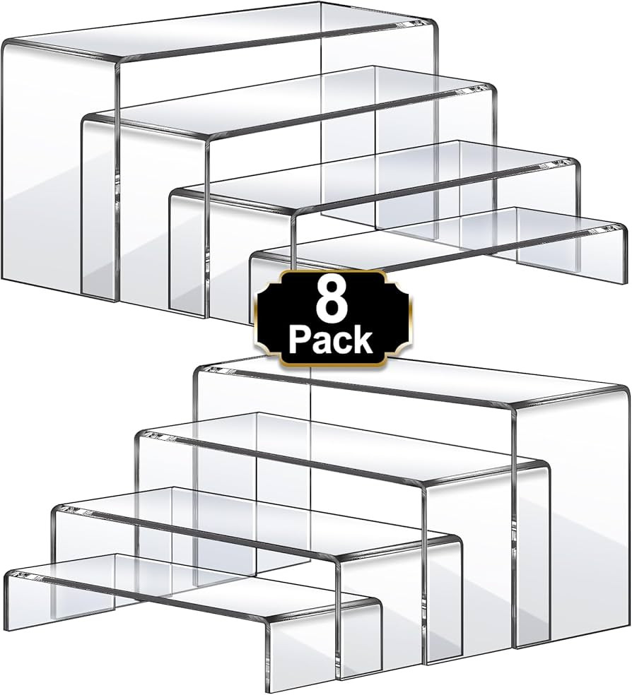 Aheroi Large Acrylic Risers, 8 Pcs 2 Set Acrylic Display Set Rectangular Stands Shelf Clear Displ... | Amazon (US)