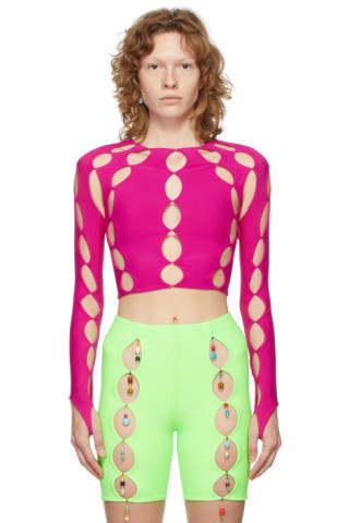 SSENSE Exclusive Pink Cut Out Long Sleeve T-Shirt | SSENSE