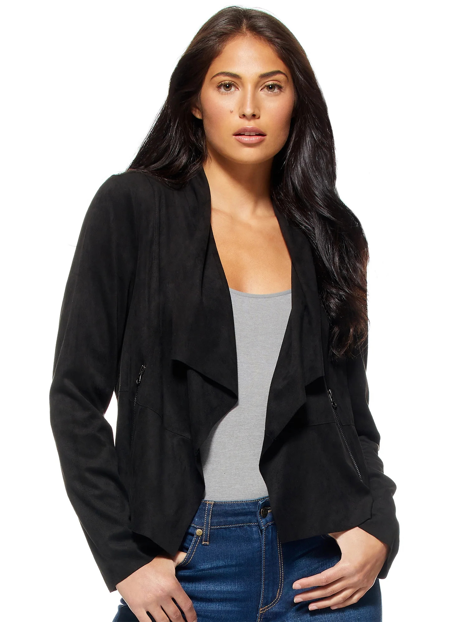 Sofia Jeans by Sofia Vergara Women's Faux Suede Moto Jacket | Walmart (US)