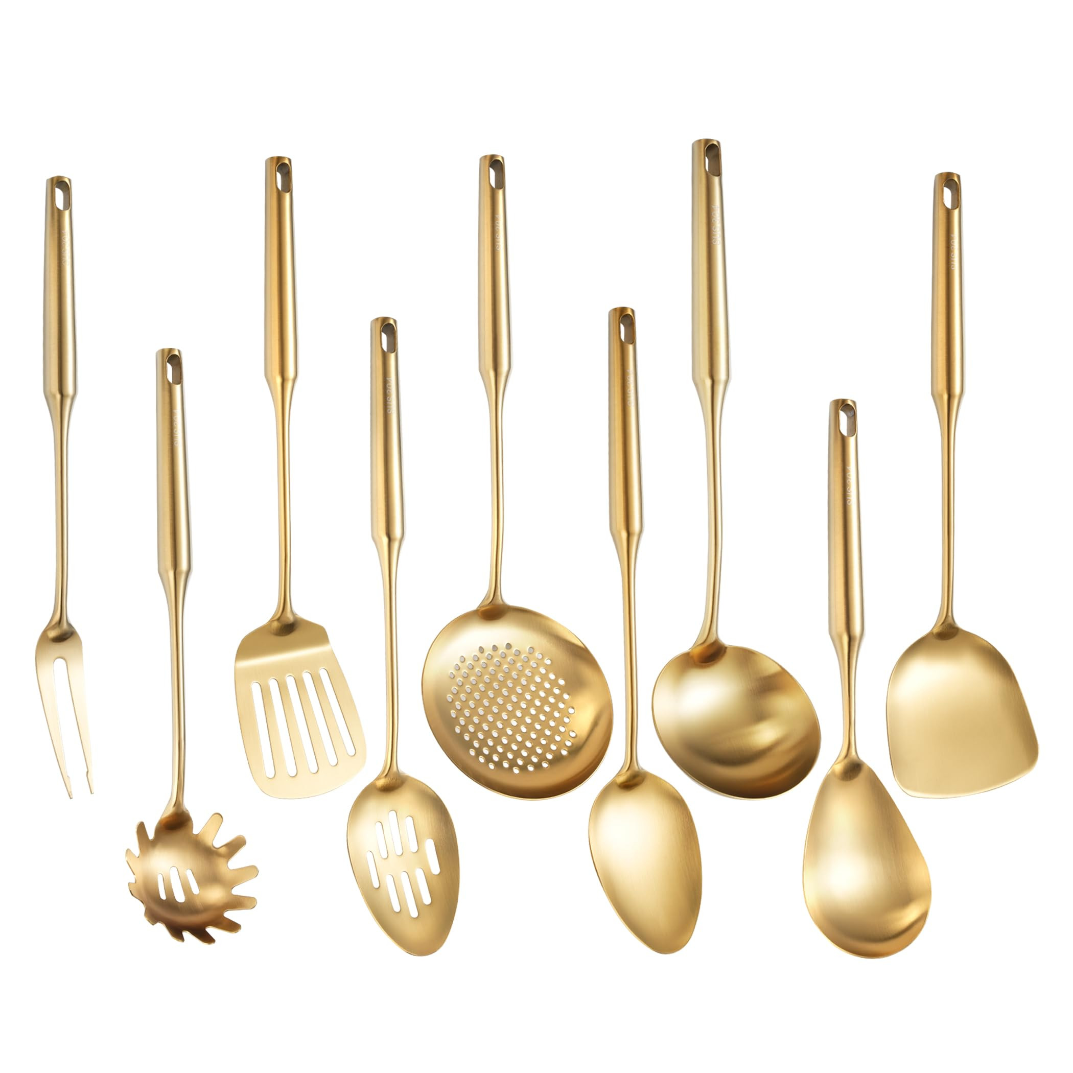Gold Kitchen Utensils Set 18/10 Stainless Steel, 9 PCS All Metal Cooking Utensils Set 15" with So... | Amazon (US)