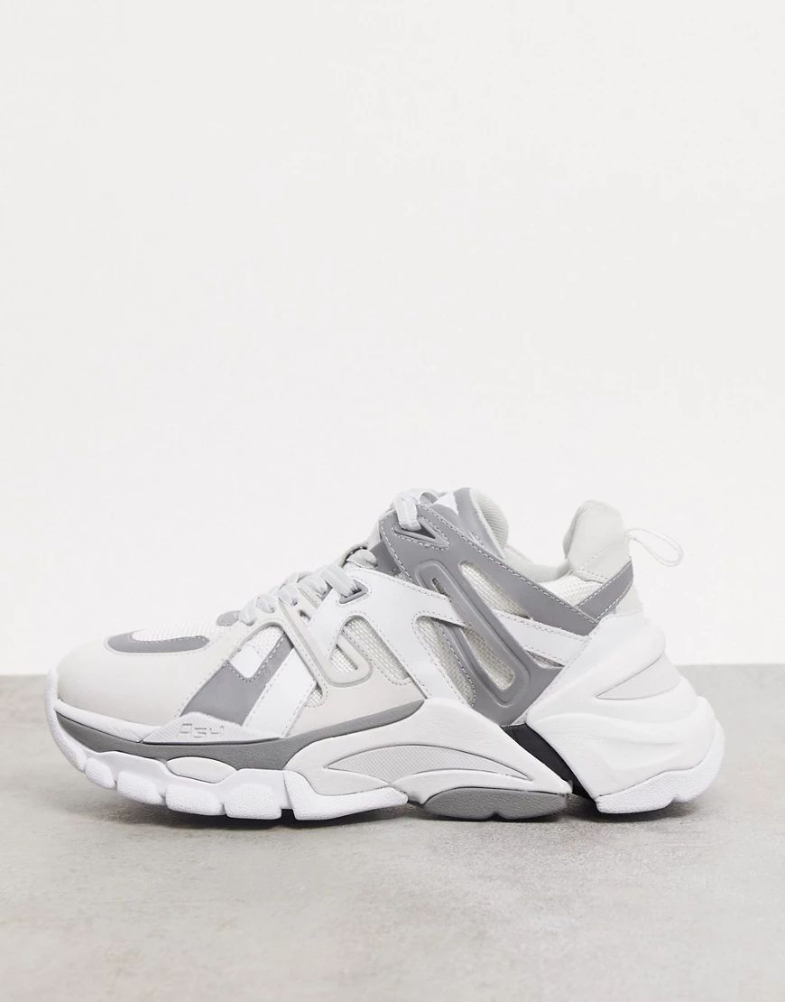 ASH addict chunky sneakers in white with silver | ASOS (Global)