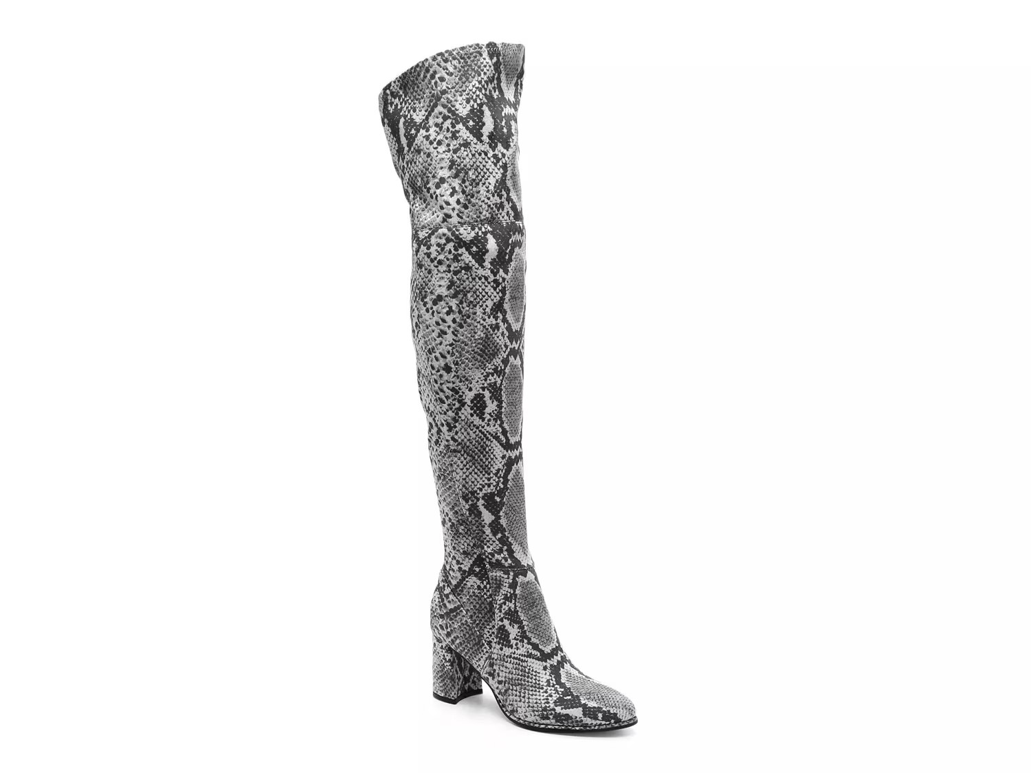 Marc Fisher Darton Over The Knee Boot | Women's | Grey/Black Snake Print | Size 7 | Boots | Block | DSW
