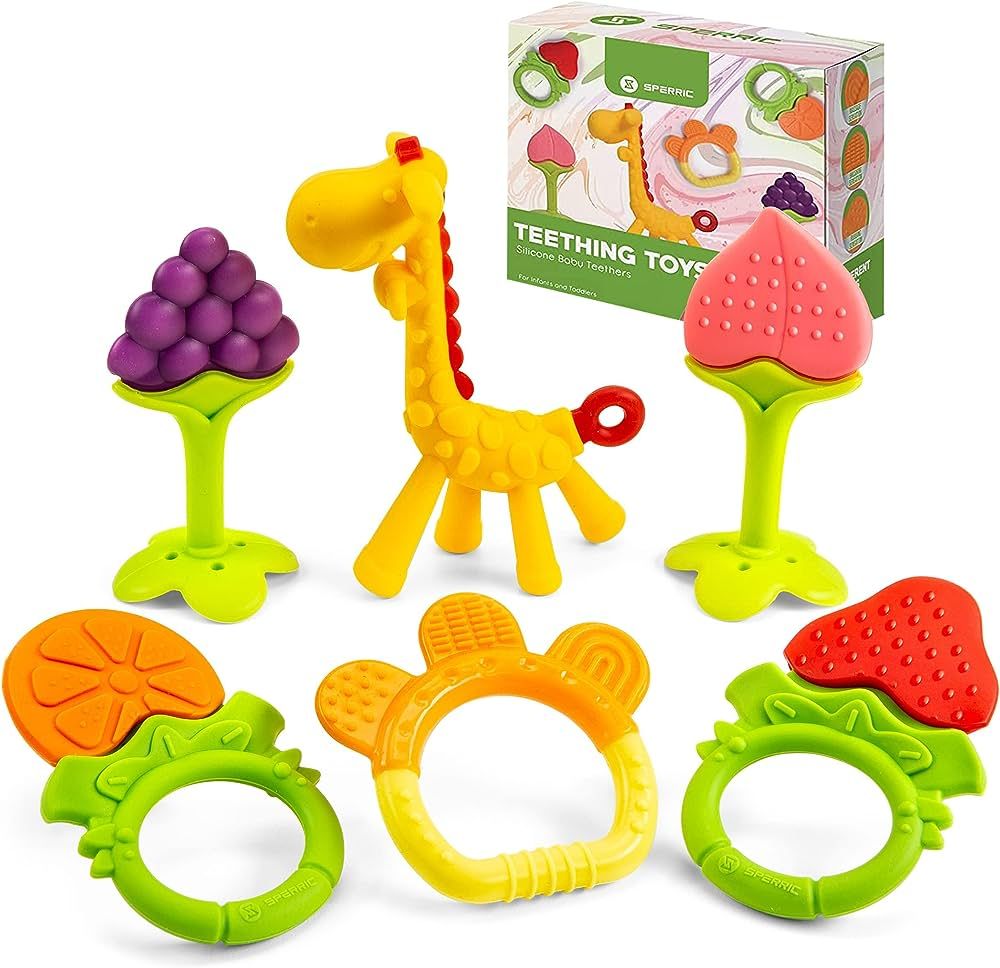 Teethers for Babies 0-6 Months - Newborn Infant Baby Teething Toys - Freezer Safe Silicone Baby T... | Amazon (US)