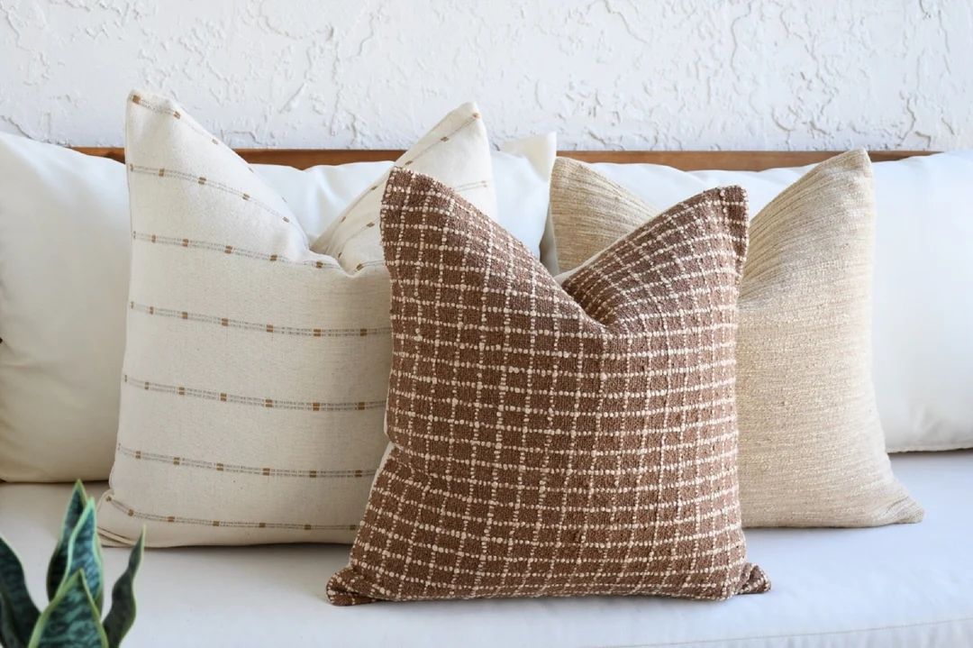 Brown Boho Pillow Combination | Sofa Pillow Set Thai Cloth Pillows Beige | Decor Pillow Cover Set... | Etsy (US)