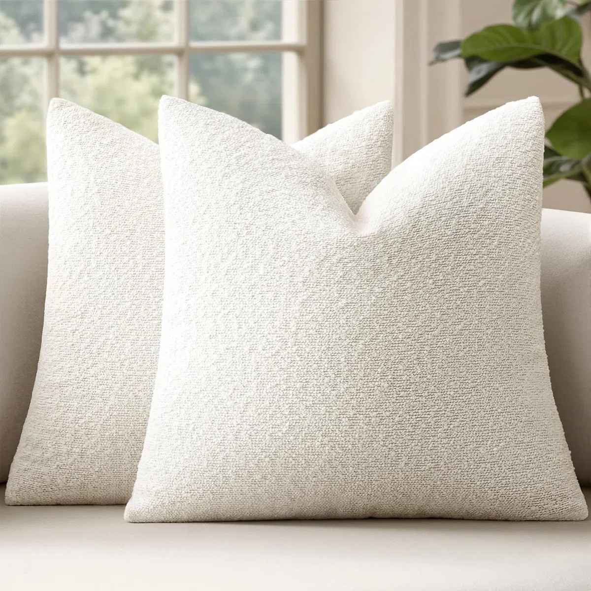 Decorative Pillow Covers Set of 2, Textured Boucle Neutral Winter Throw Pillows Covers | Wayfair North America