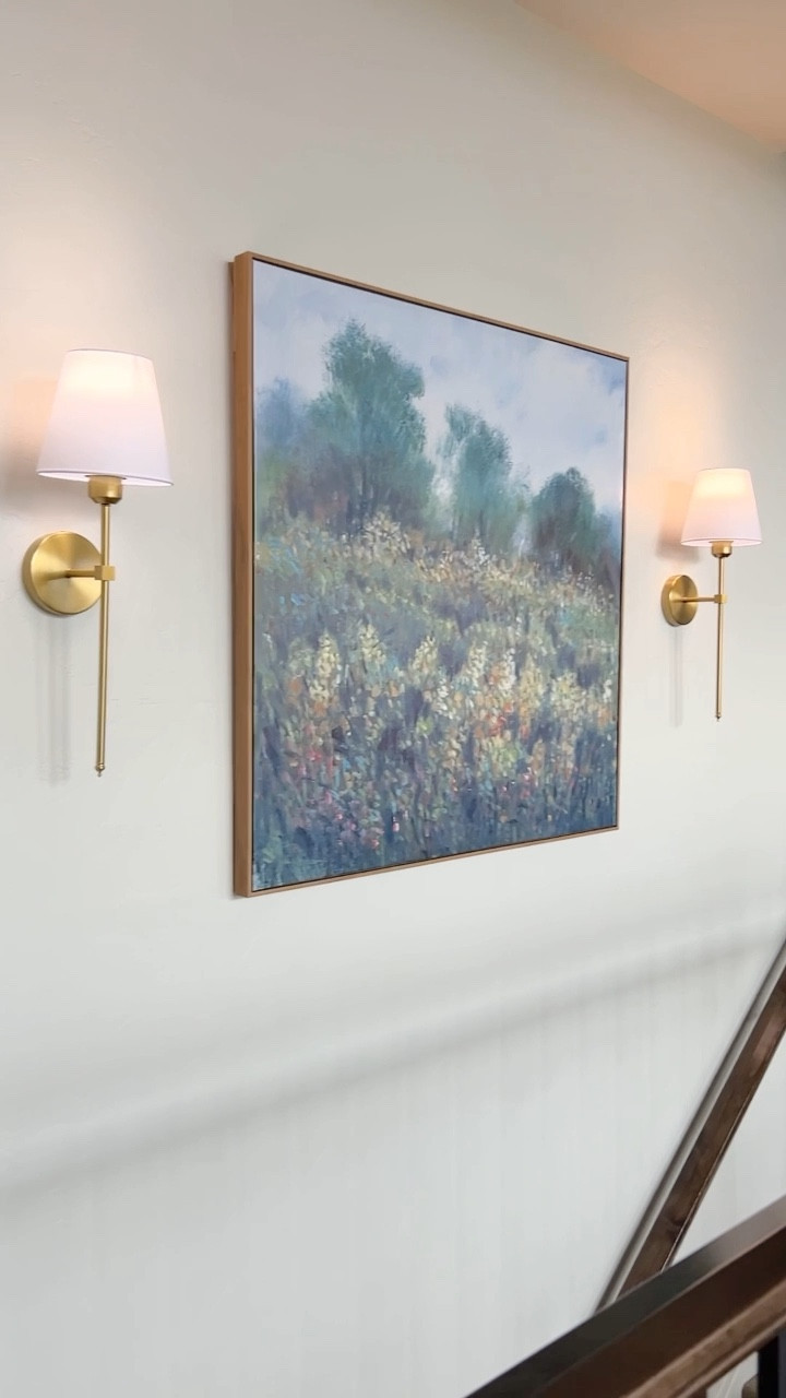 Elevated wall decor on a budget! The gold sconces are rechargeable and require zero wiring. Game changer!

Framed Canvas- At Home
Gold sconces- Amazon 

#LTKhome #LTKVideo #LTKCyberWeek