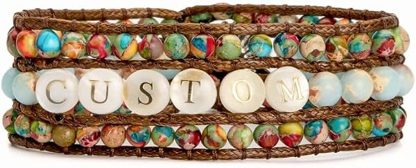 YGLINE Boho Handmade Natural Stone Bead 3 Row Wide Wrap Wrist Statment Bracelet Jewelry Collectio... | Amazon (US)