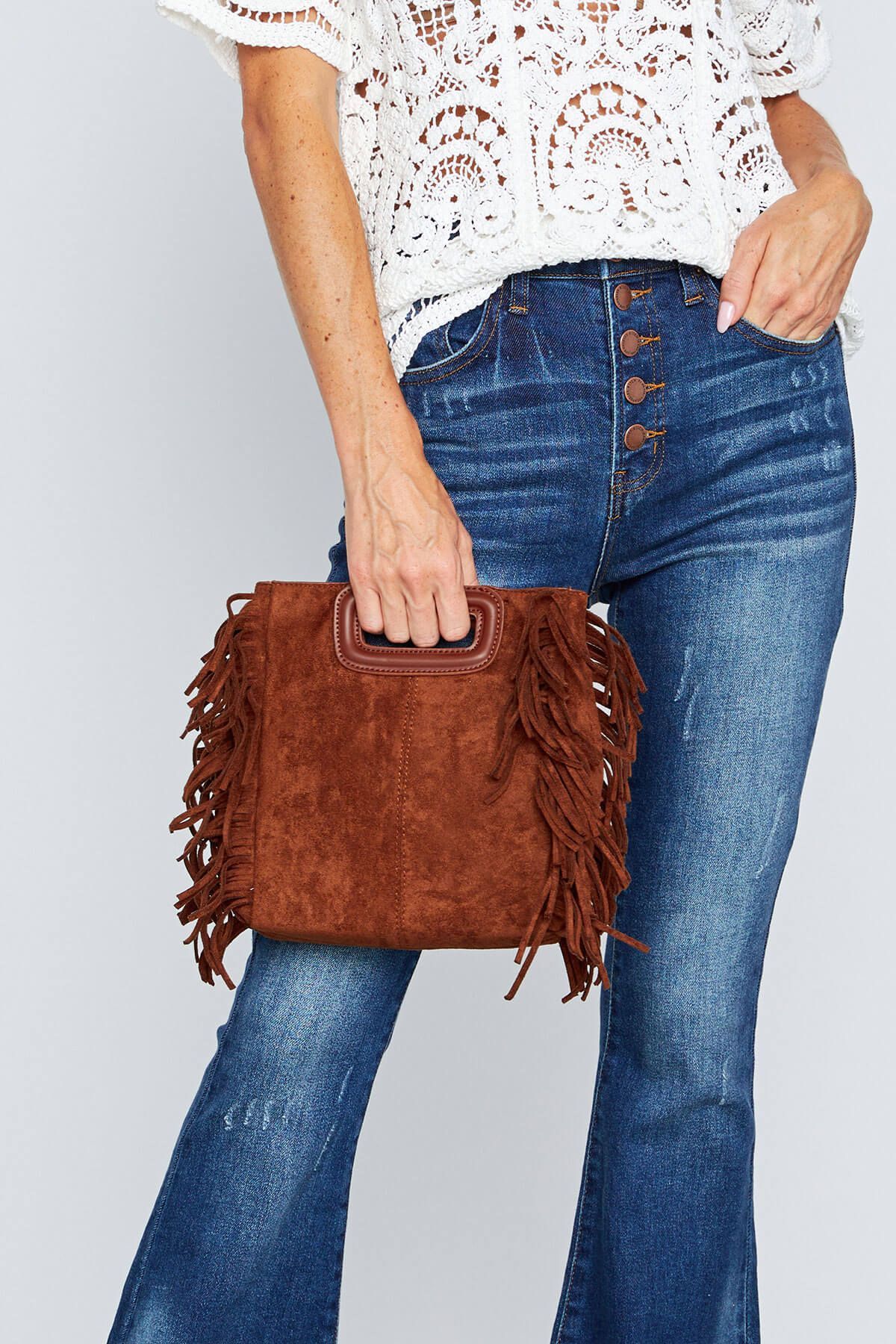 Mini Faux Suede Fringe Bag | Social Threads