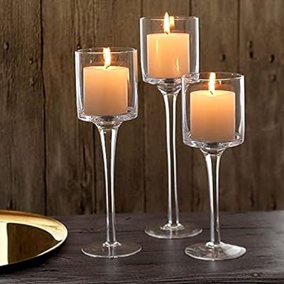 Glass Candleholders Tea Light Candle Holders Clear Wedding Weddings Hurricane Tall Elegant Ideal for | Amazon (US)