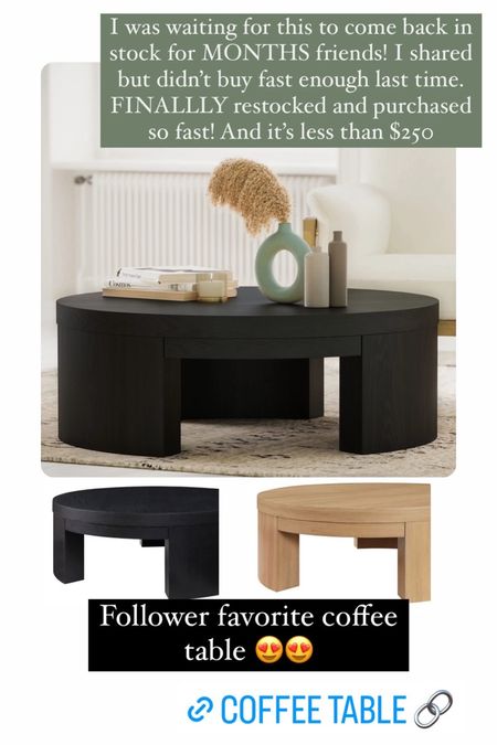 Coffee table back in stock!! Ordered so fast! Black and natural wood living room coffee table 




#LTKhome