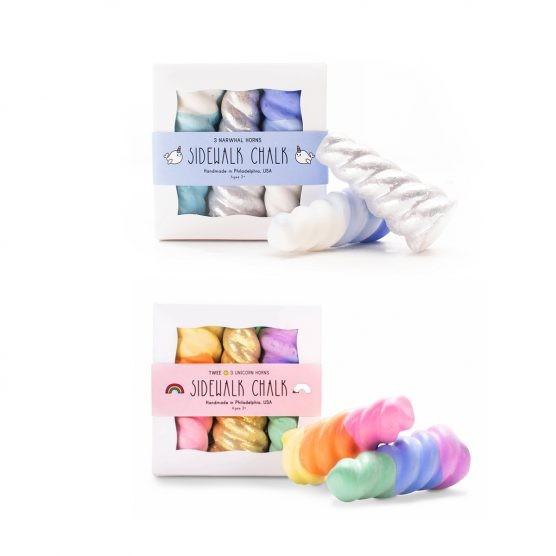 Twee Unicorn and Narwhal Sidewalk Chalk Horn Set | The Tot
