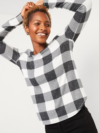 Patterned Plush-Knit Long-Sleeve Tee for Women | Old Navy (US)
