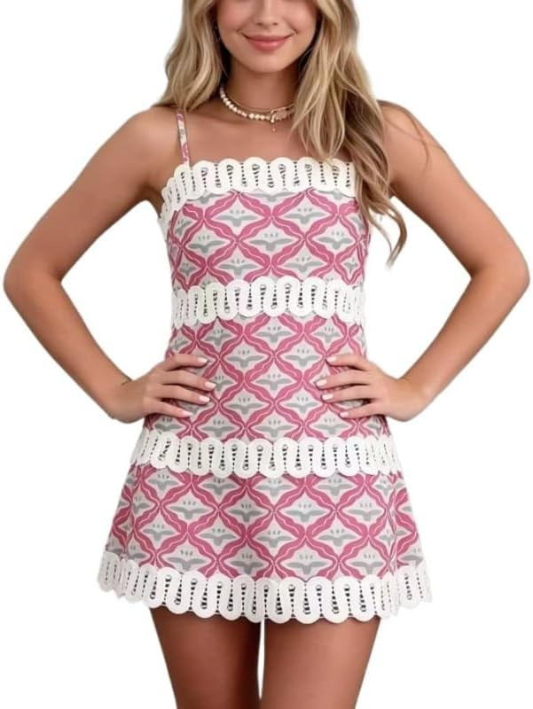Spaghetti Strap Dress，Women's Summer Sleeveless Lace Spaghetti Strap Dress | Amazon (US)