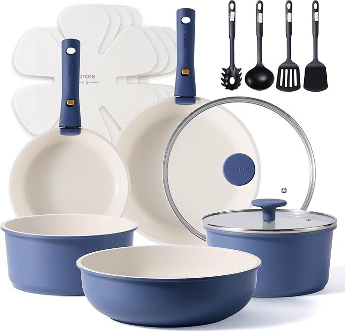 CAROTE 17pcs Pots and Pans Set, Nonstick Cookware Set Detachable Handle, Induction Kitchen Cookwa... | Amazon (US)