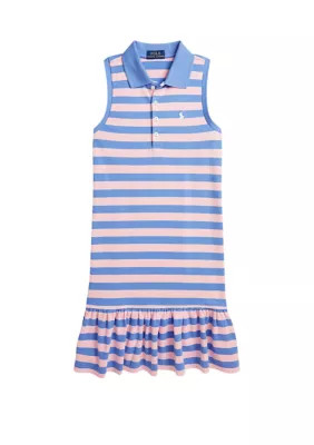 Girls 7-16   Striped Stretch Mesh Polo Dress | Belk