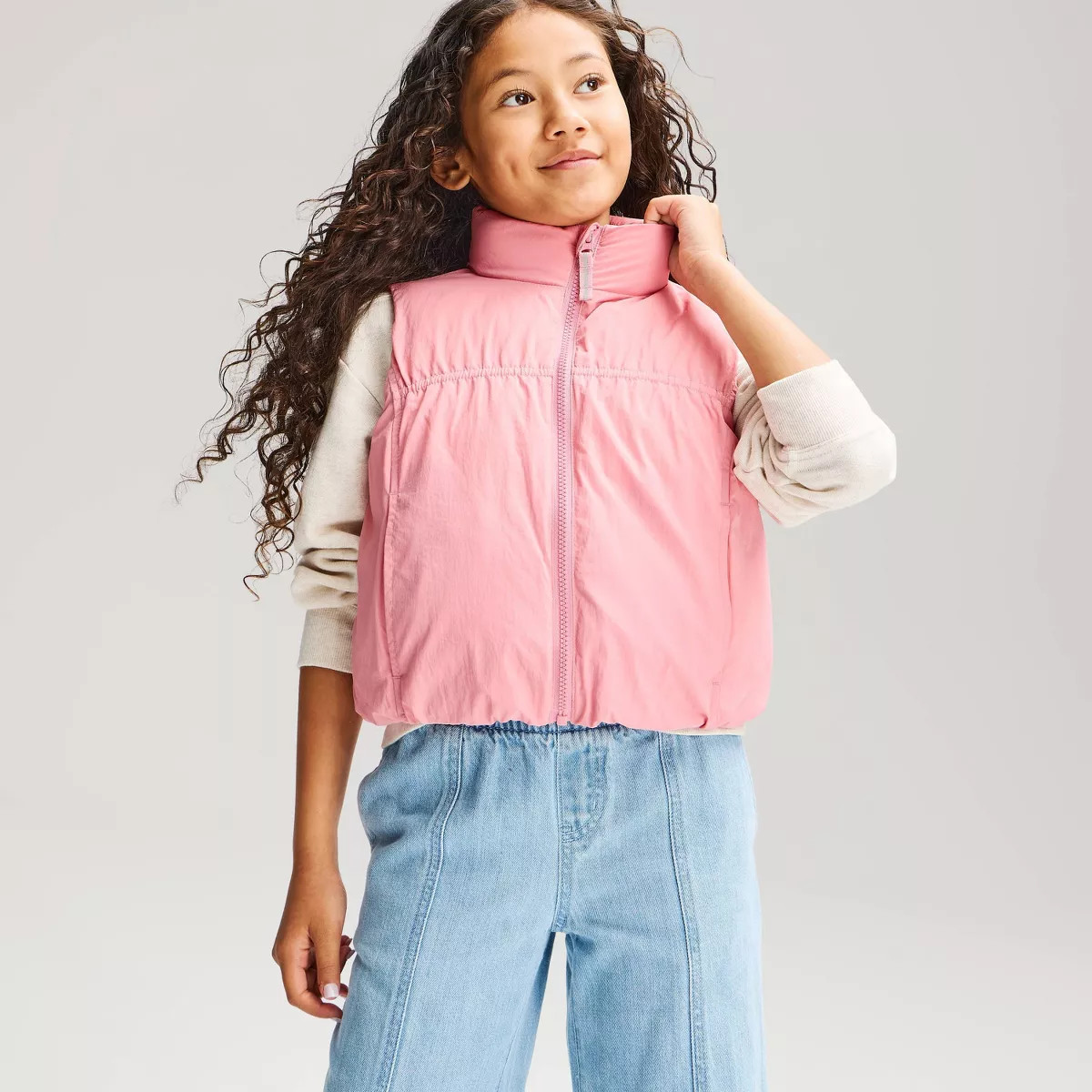 Girls' Puffer Vest - Cat & Jack™ Pink L | Target
