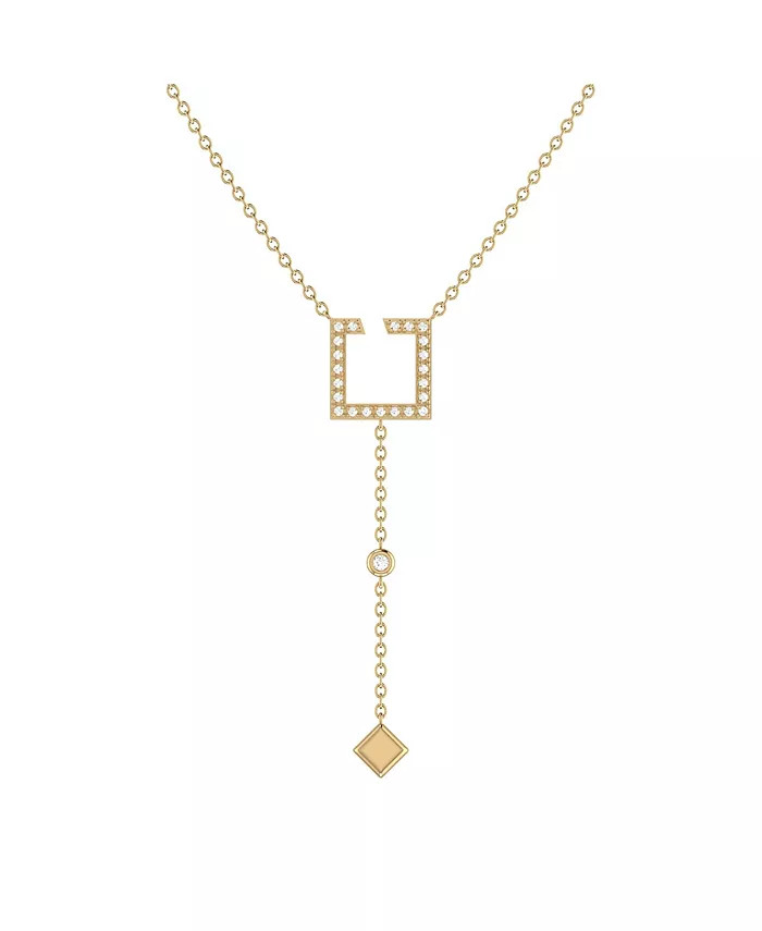 Street Light Open Square Bolo Adjustable Sterling Silver Diamond Lariat Necklace | Macy's